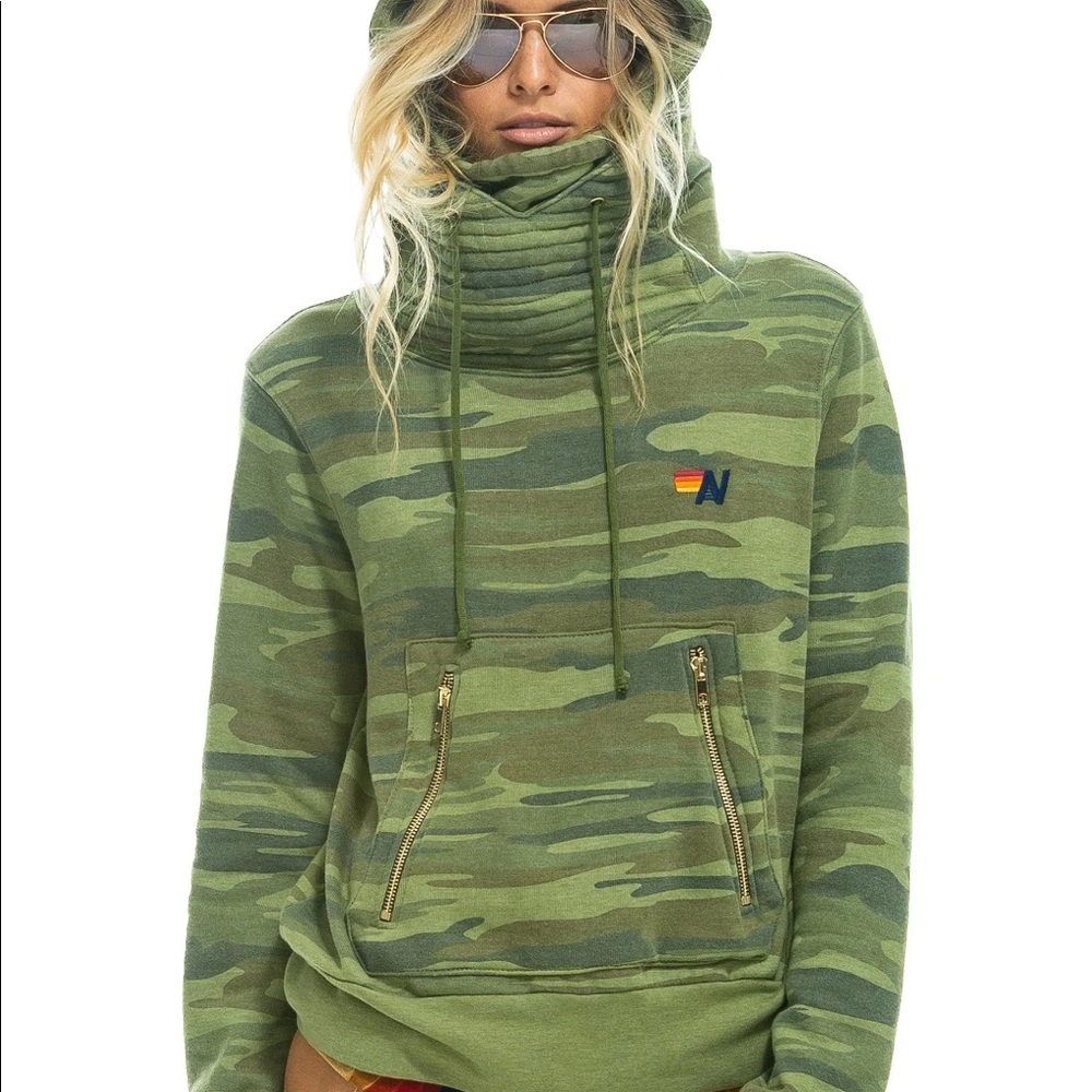 New WOT Aviator Nation Camo Ninja Hoodie Xs